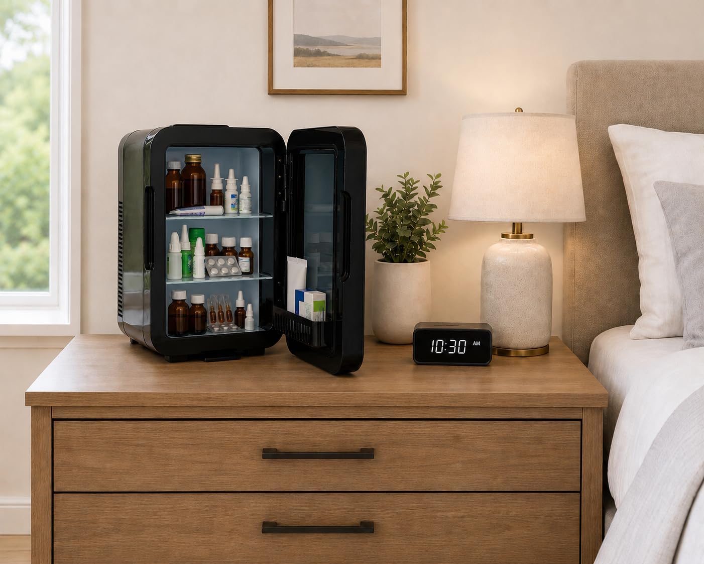 Essential Cooler Classic - Lockable Mini Fridge for Skincare, Medicine & Insulin - 37°F-64°F Touch Temperature Control
