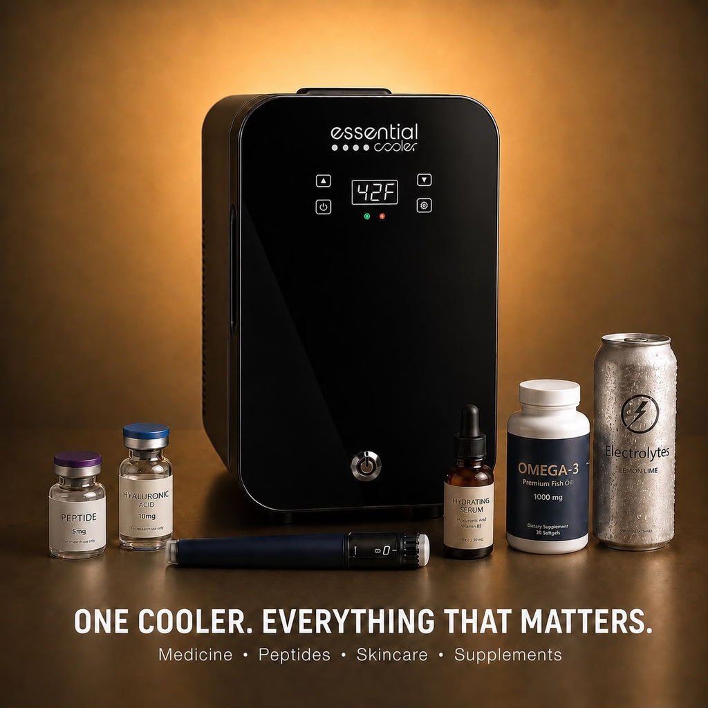 Essential Cooler Classic - Lockable Mini Fridge for Cosmetics, Skincare, Wellness, Medicine & Everyday Essentials - Precision Touch Temperature Control