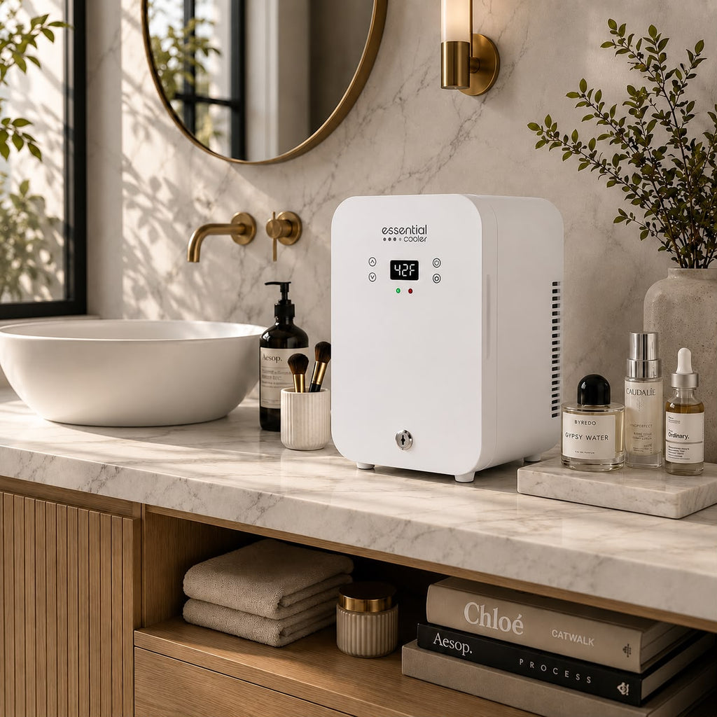 Essential Cooler Classic - Lockable Mini Fridge for Cosmetics, Skincare, Wellness, Medicine & Everyday Essentials - Precision Touch Temperature Control