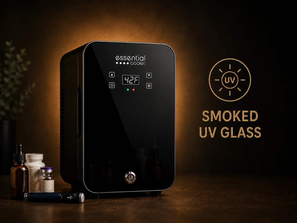 Essential Cooler Classic - Lockable Mini Fridge for Cosmetics, Skincare, Wellness, Medicine & Everyday Essentials - Precision Touch Temperature Control
